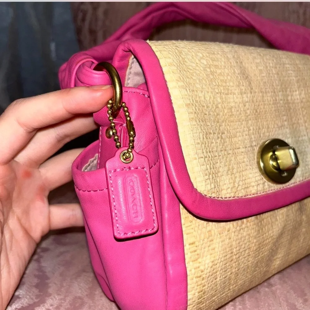 Coach Straw & Leather Shoulder Bag – Style 42475 - Picture 4 of 9